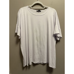 Eileen Fisher White Crew Neck Tee Shirt Large NWT Flawed